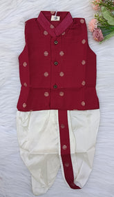 Infants  Classic Maroon silk  Dhoti Set